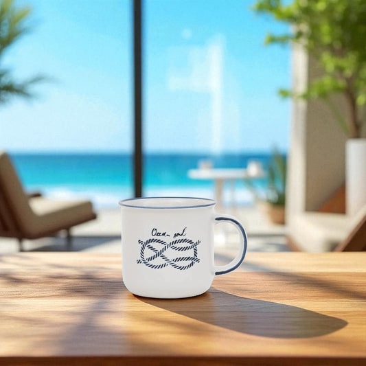 Nautical Sailor's Knot Ceramic Mug - White - Mellow Monkey
