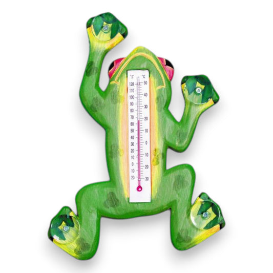 Small Green Frog Climbing Window Thermometer - Mellow Monkey