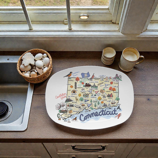 Connecticut Map Serving Platter - 10-in x 14-in