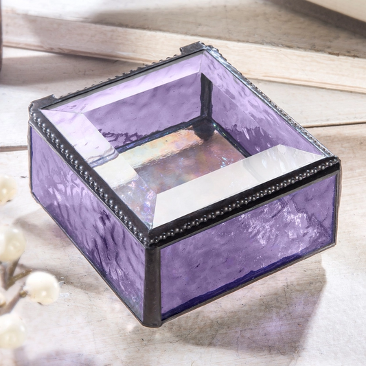 Purple Glass Jewelry Box - 3-1/4-in - Mellow Monkey