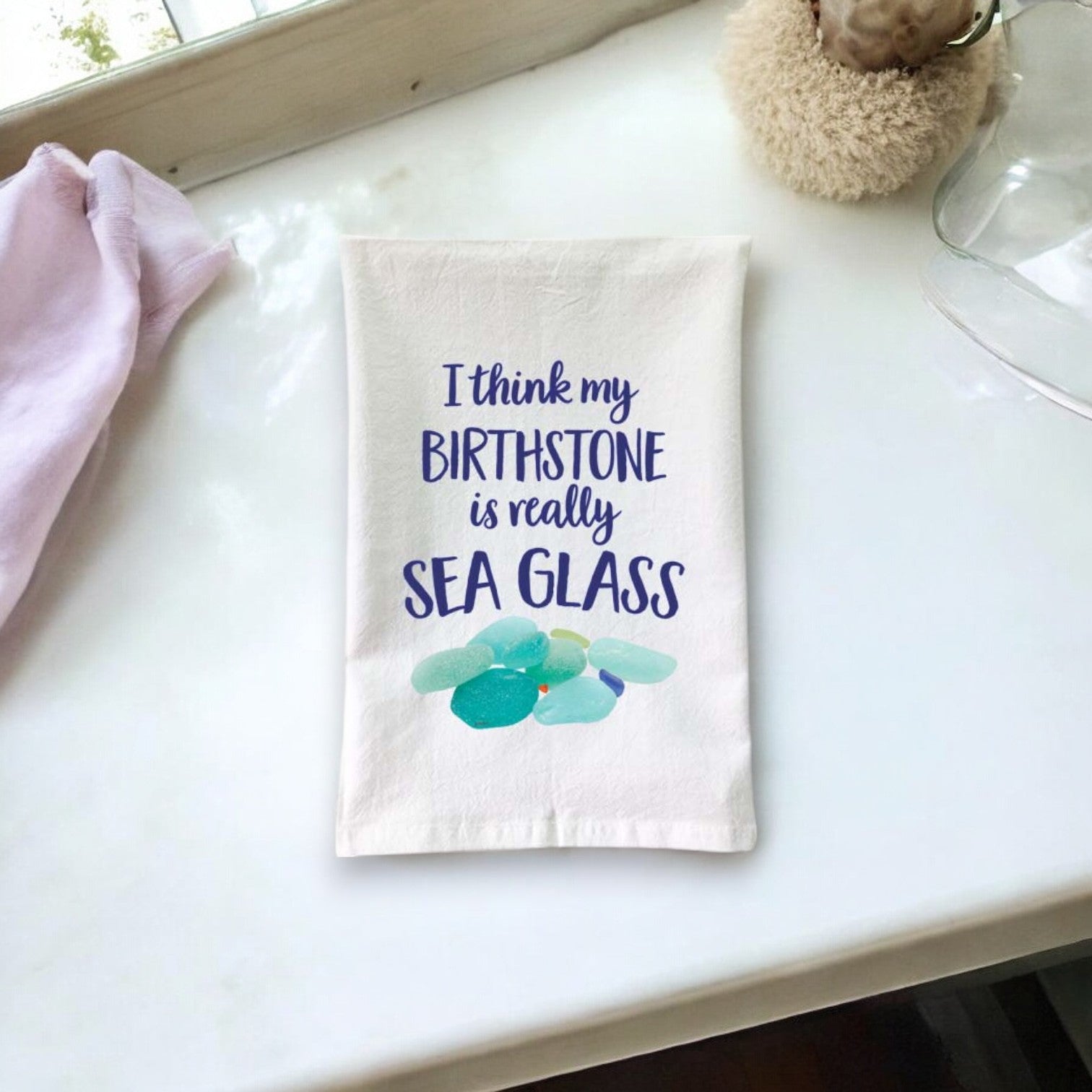 Sea Glass Birthstone Flour Sack Towel - Mellow Monkey