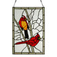 Annabelle Red Cardinals Stained Glass Window Panel - 18-1/2-in x 12-in