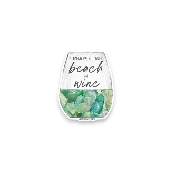 Sea Glass Beach & Wine Sticker - 3-in - Mellow Monkey