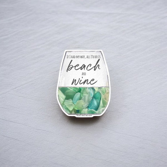 Sea Glass Beach & Wine Sticker - 3-in - Mellow Monkey