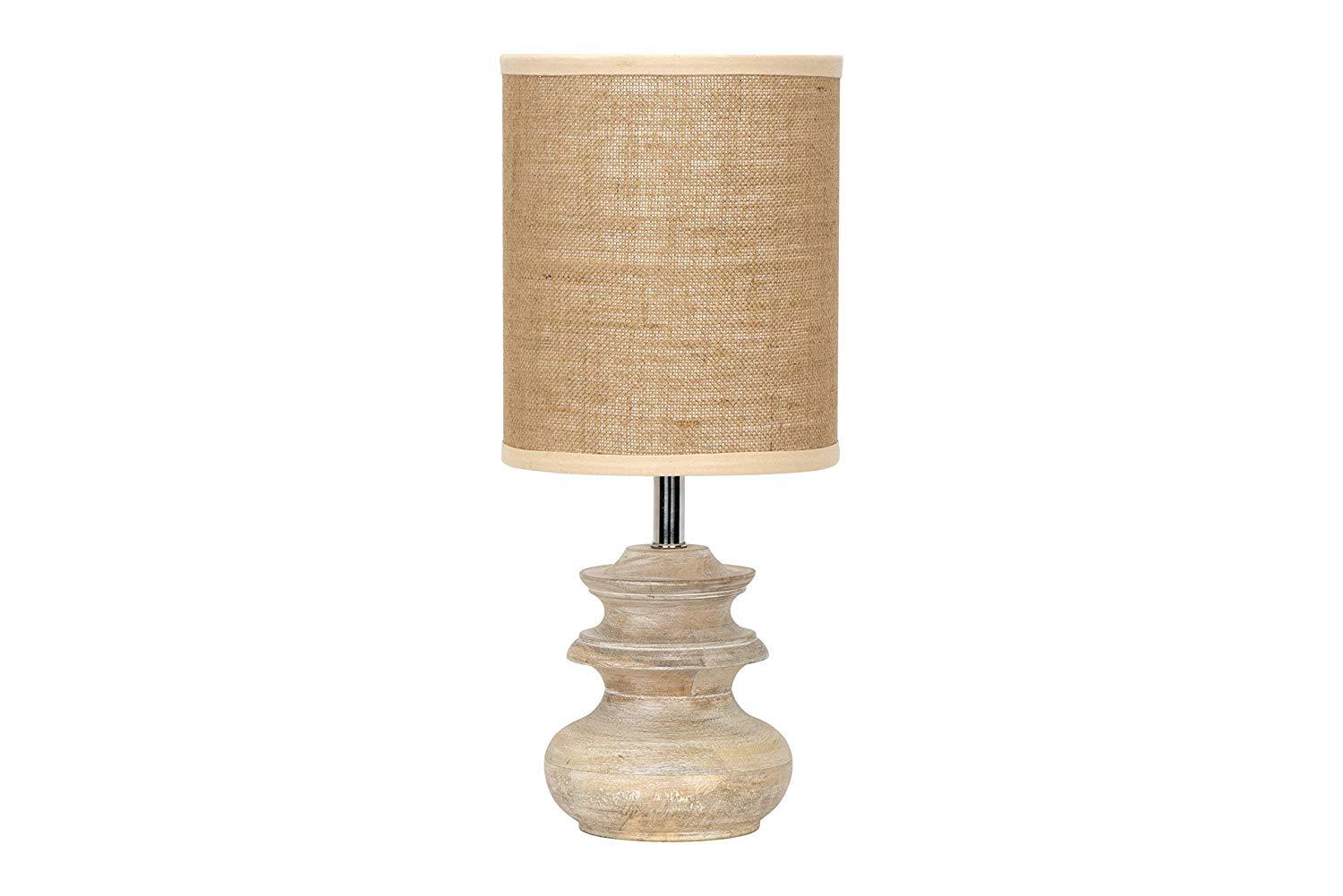 Bleached Mango Wood Table Lamp with Jute Shade - 13-1/2-in - Mellow Monkey