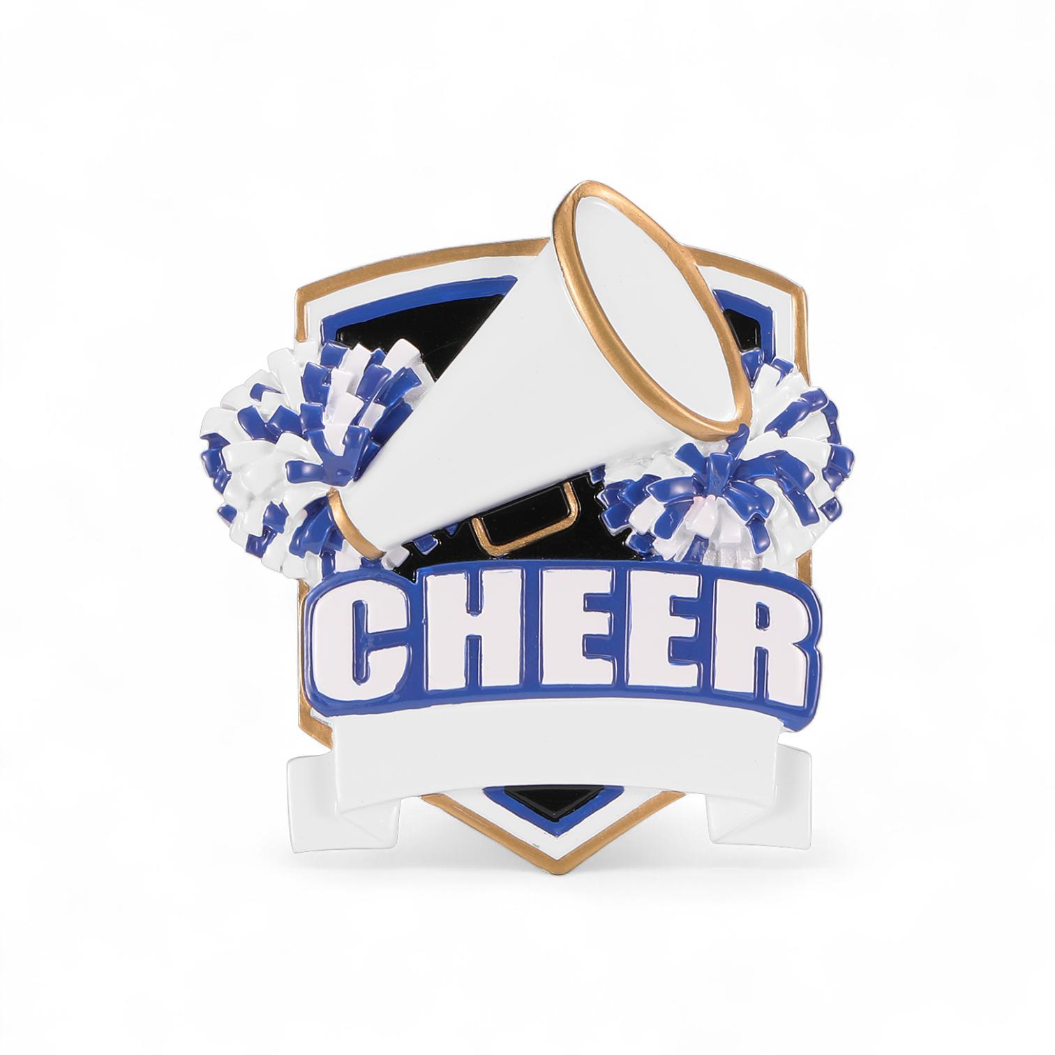 BLUE Cheer Shield Personalized Ornament - Mellow Monkey