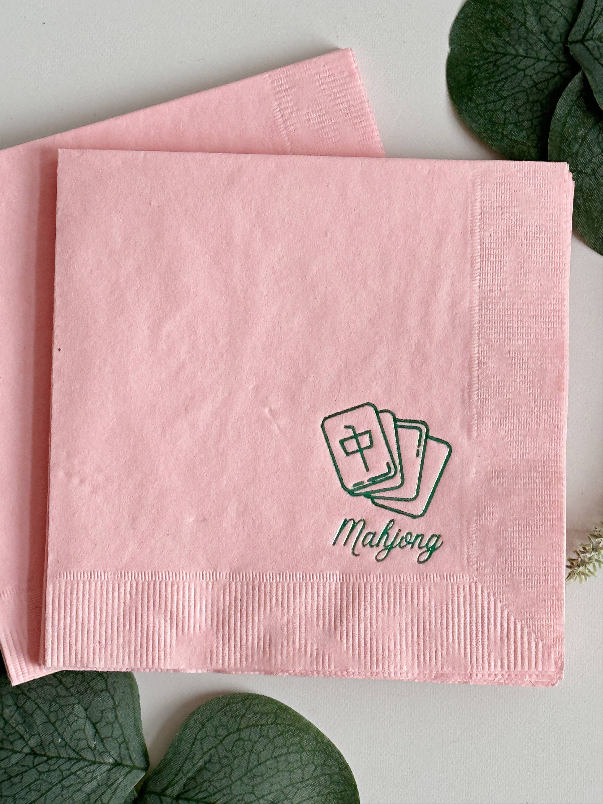 Blush Pink Mahjong Tile Cocktail Napkins - Pack of 16 - Mellow Monkey