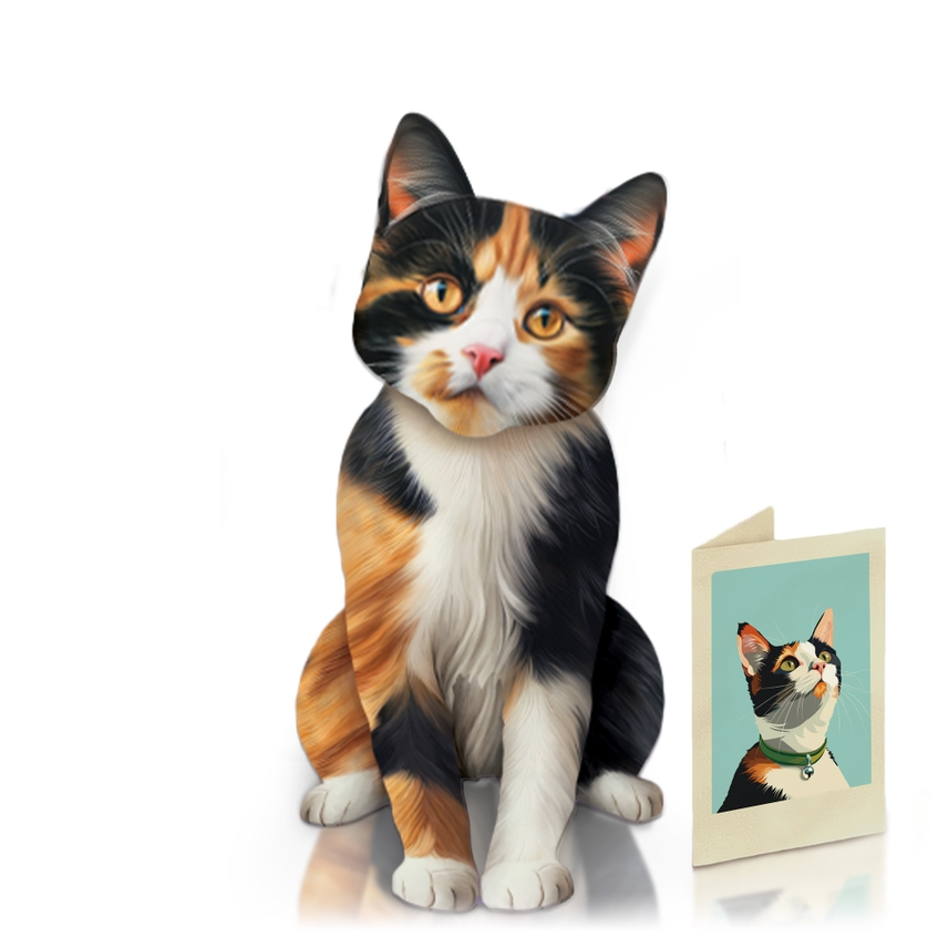 Calico Cat - Freshcut Pop-Up Pet Greeting Cards - Mellow Monkey