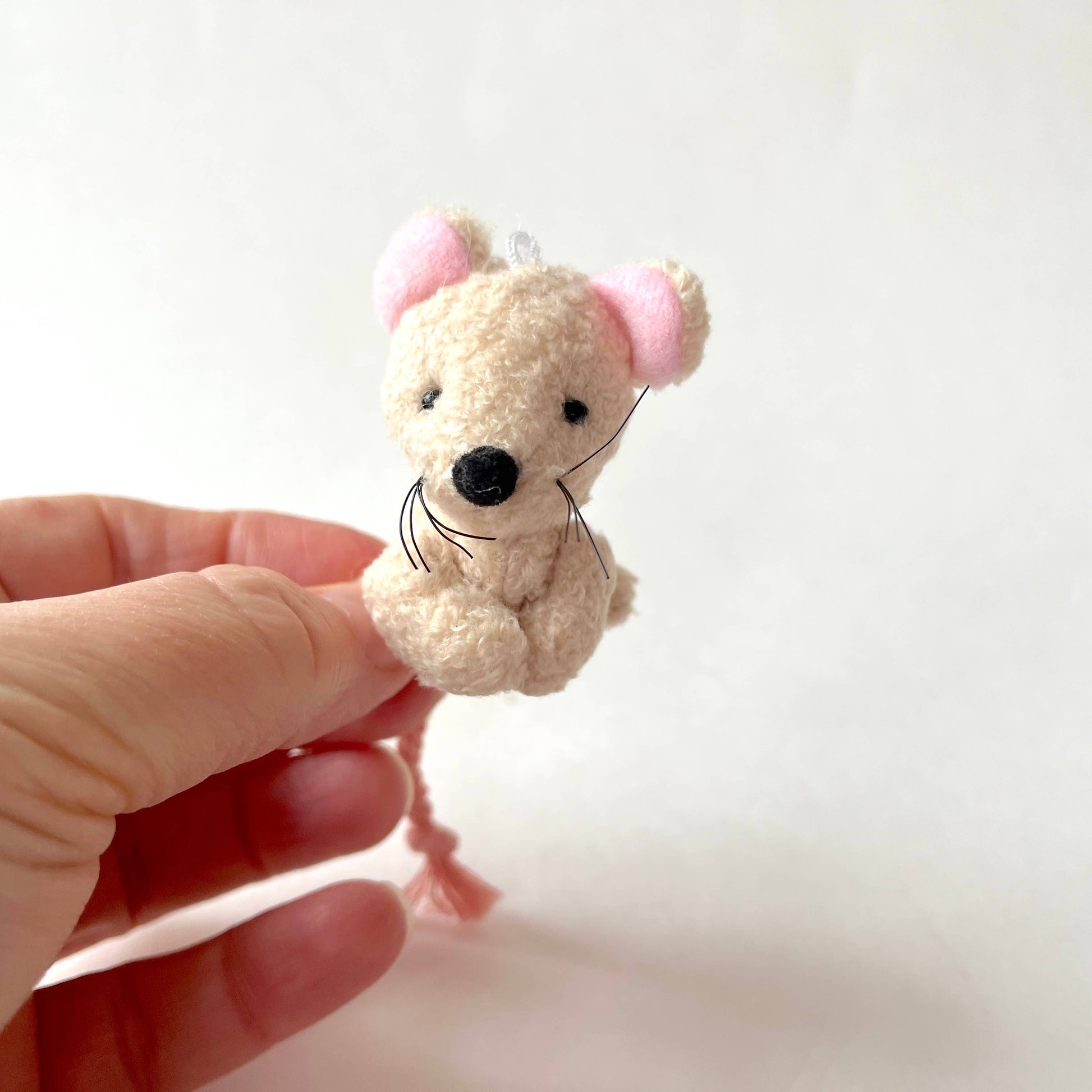Miniature Plush Mouse - Beige - 2-in - Mellow Monkey