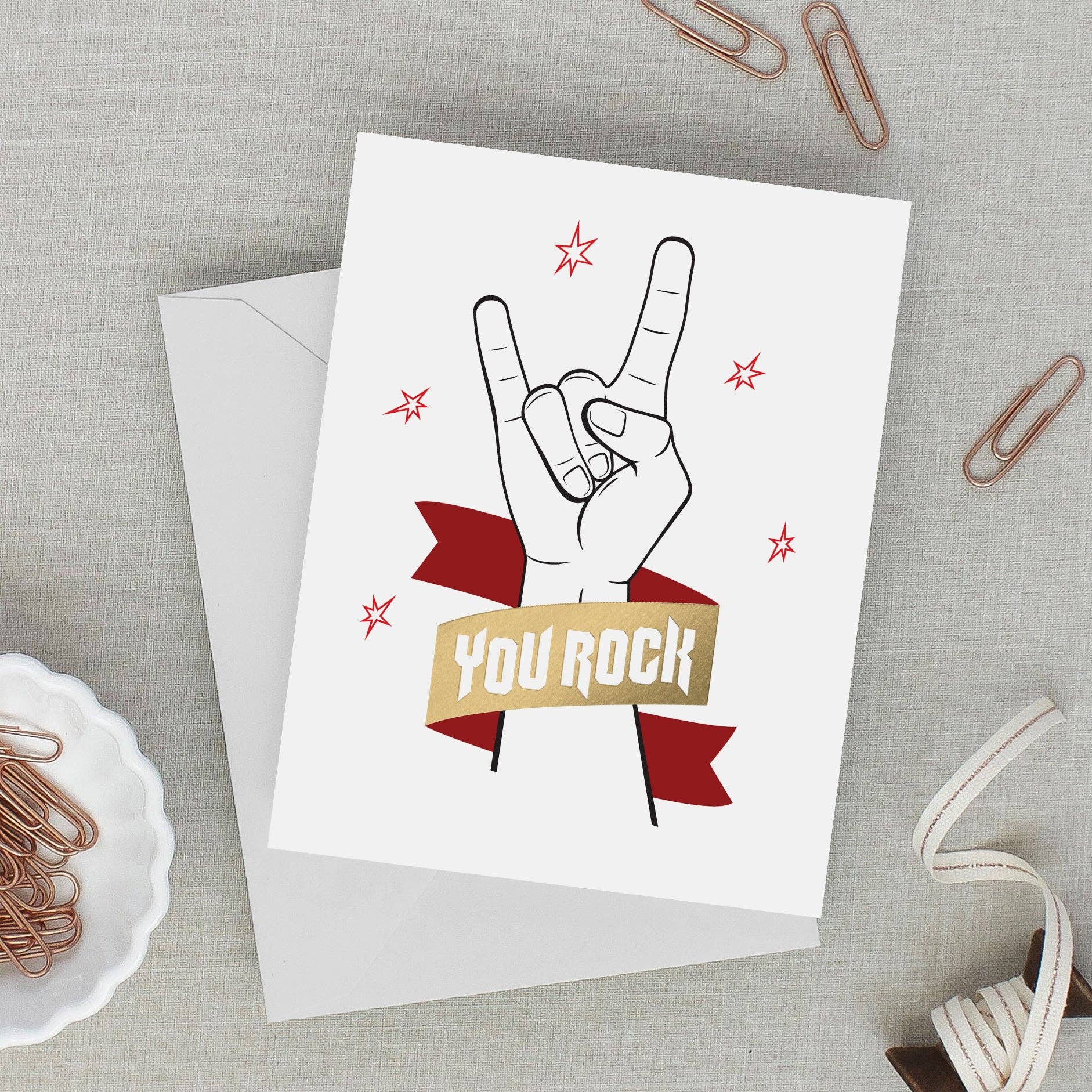 You Rock - Foil Pressed Thank You Card - Mellow Monkey