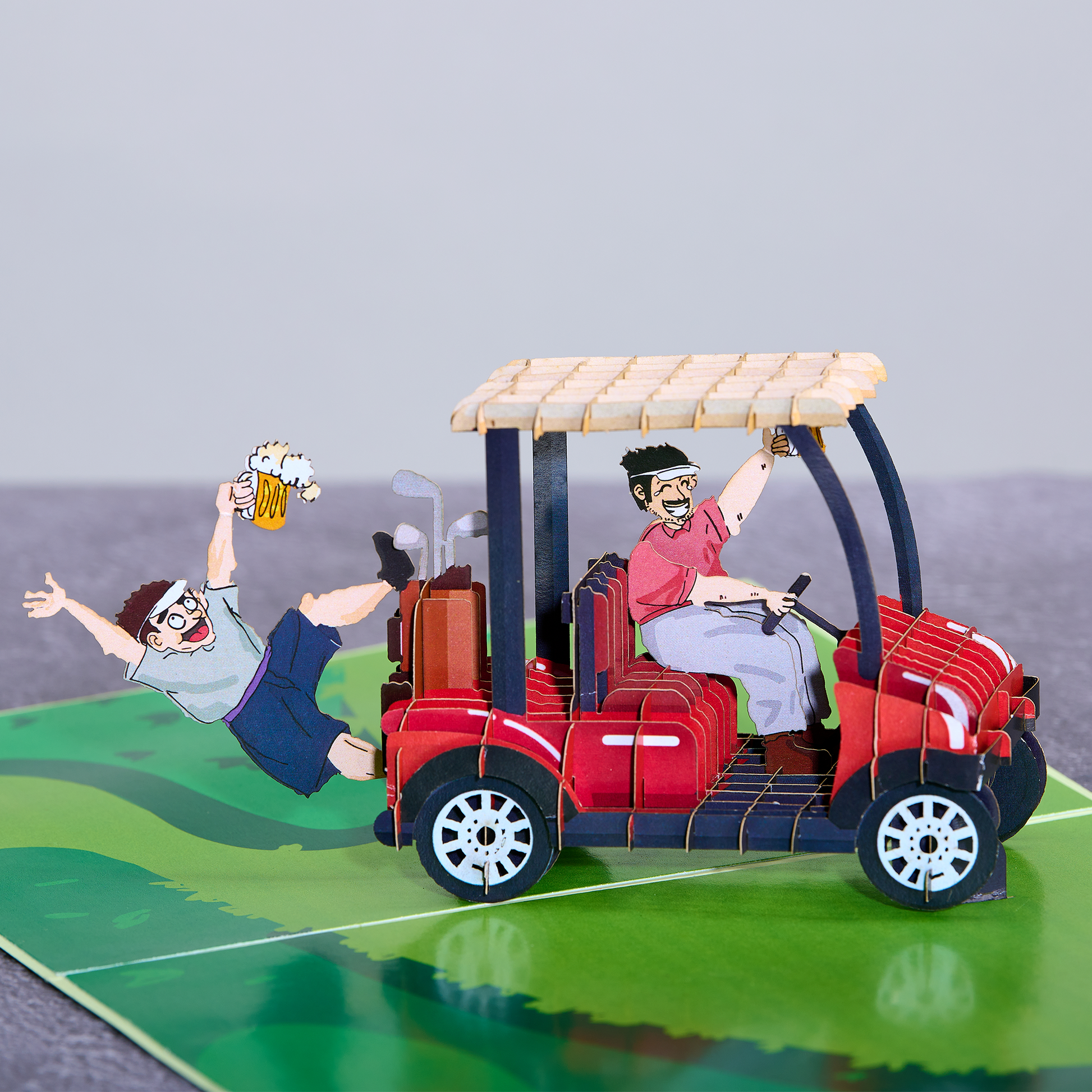 Drunk Golfers Funny 3D Pop-Up Golf Greeting Card - Mellow Monkey