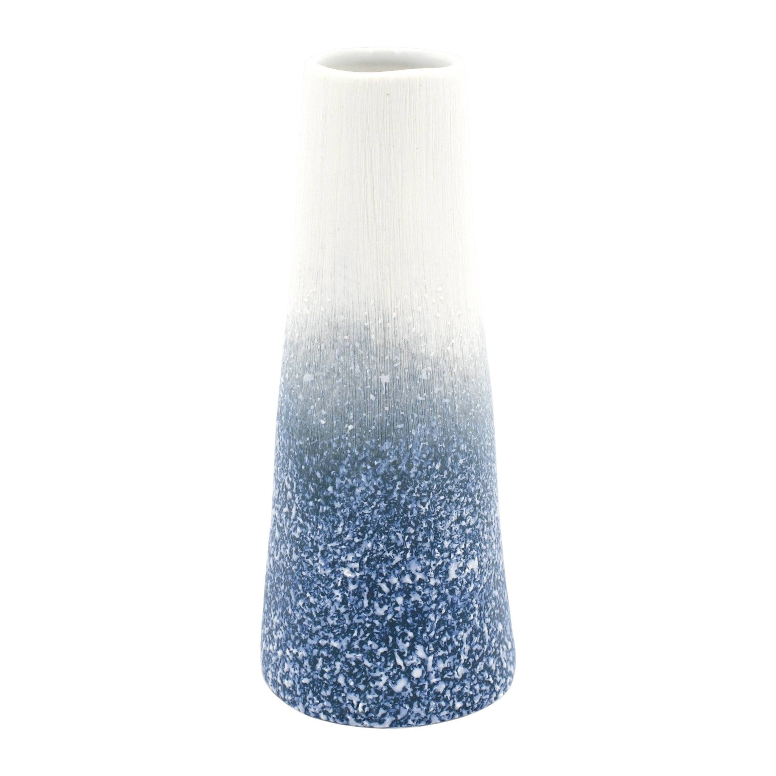 Koza - Handcrafted Porcelain Vase - White and Blue Ombre - 2.2 x 2.2 x 8.3 in - Mellow Monkey