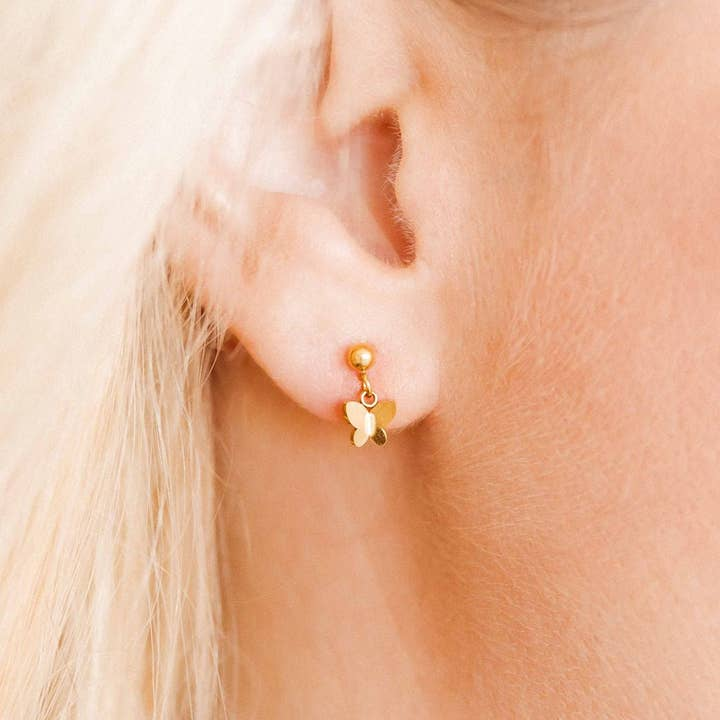 Screwback Stud Earrings - Millie Butterfly - Mellow Monkey