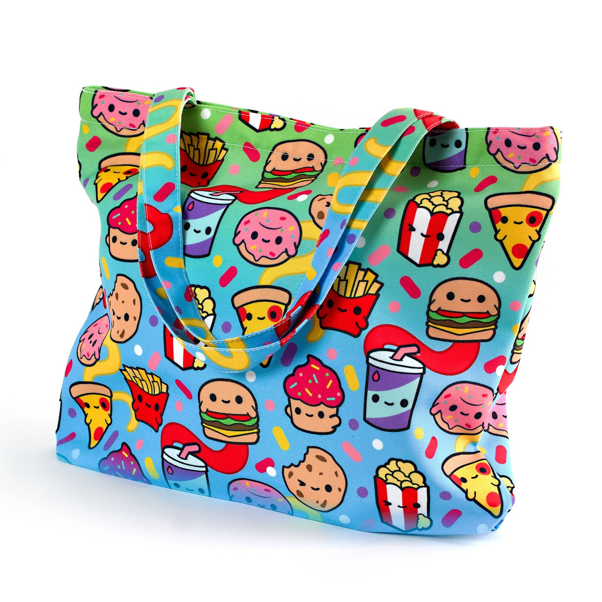 Junk Food Tote Bag - Zippered Pocket - Washable - Mellow Monkey