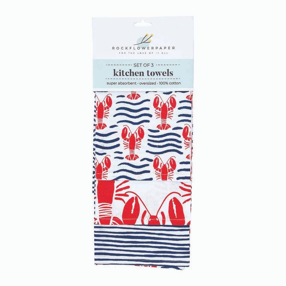 Lobster Waves - Kitchen Towels - Set of 3 - Mellow Monkey
