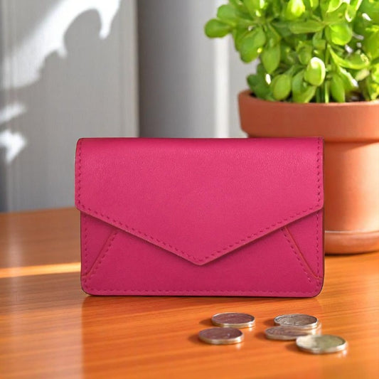 Indian Pink and Cherry Red -  Envelope Business Card Holder - Mellow Monkey