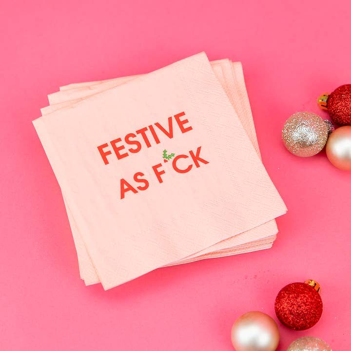 Festive As F*ck - Holiday Cocktail Napkins - 20 Count - Mellow Monkey