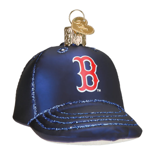 Red Sox Baseball Cap - Old World Christmas Blown Glass Holiday Ornament - Mellow Monkey