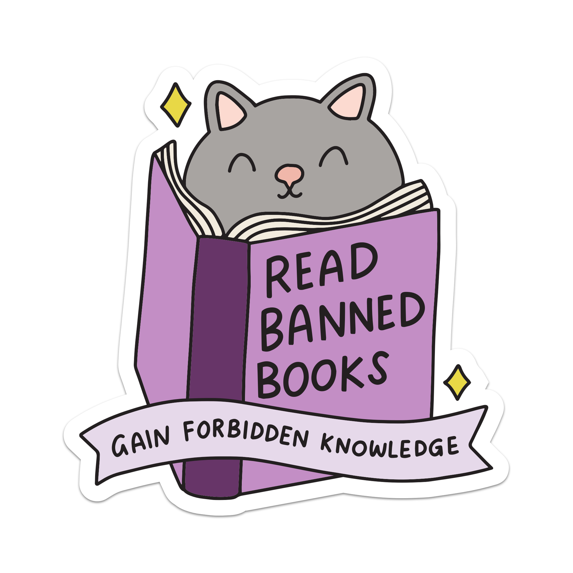 Read Banned Books, Gain Forbidden Knowledge Vinyl Sticker - Mellow Monkey