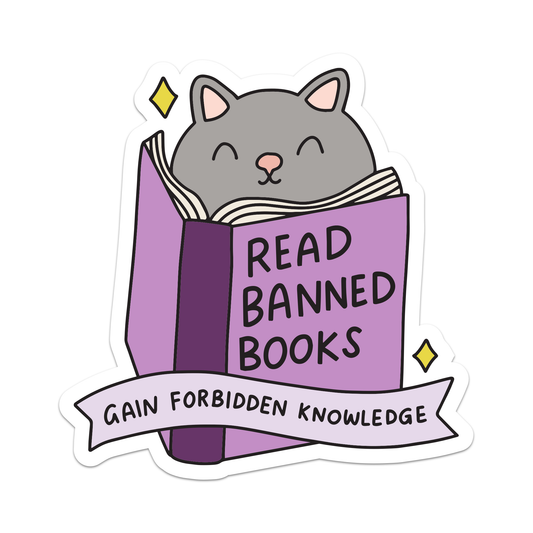 Read Banned Books, Gain Forbidden Knowledge Vinyl Sticker - Mellow Monkey