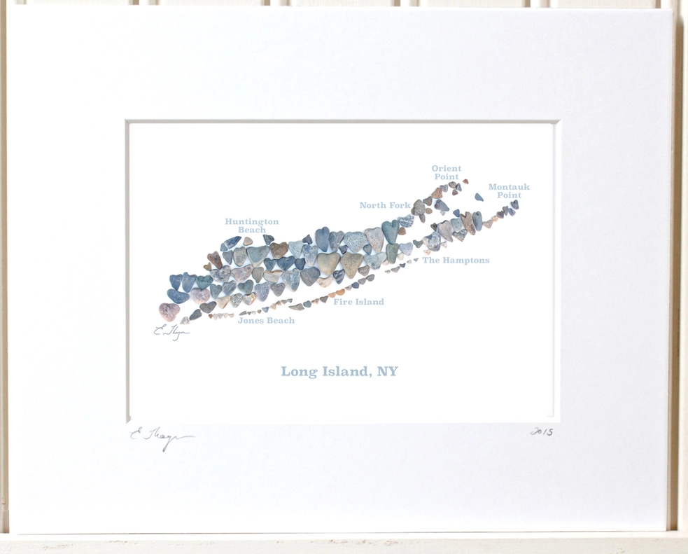 Long Island, NY - Heart Shaped Beach Rocks Print - Mellow Monkey