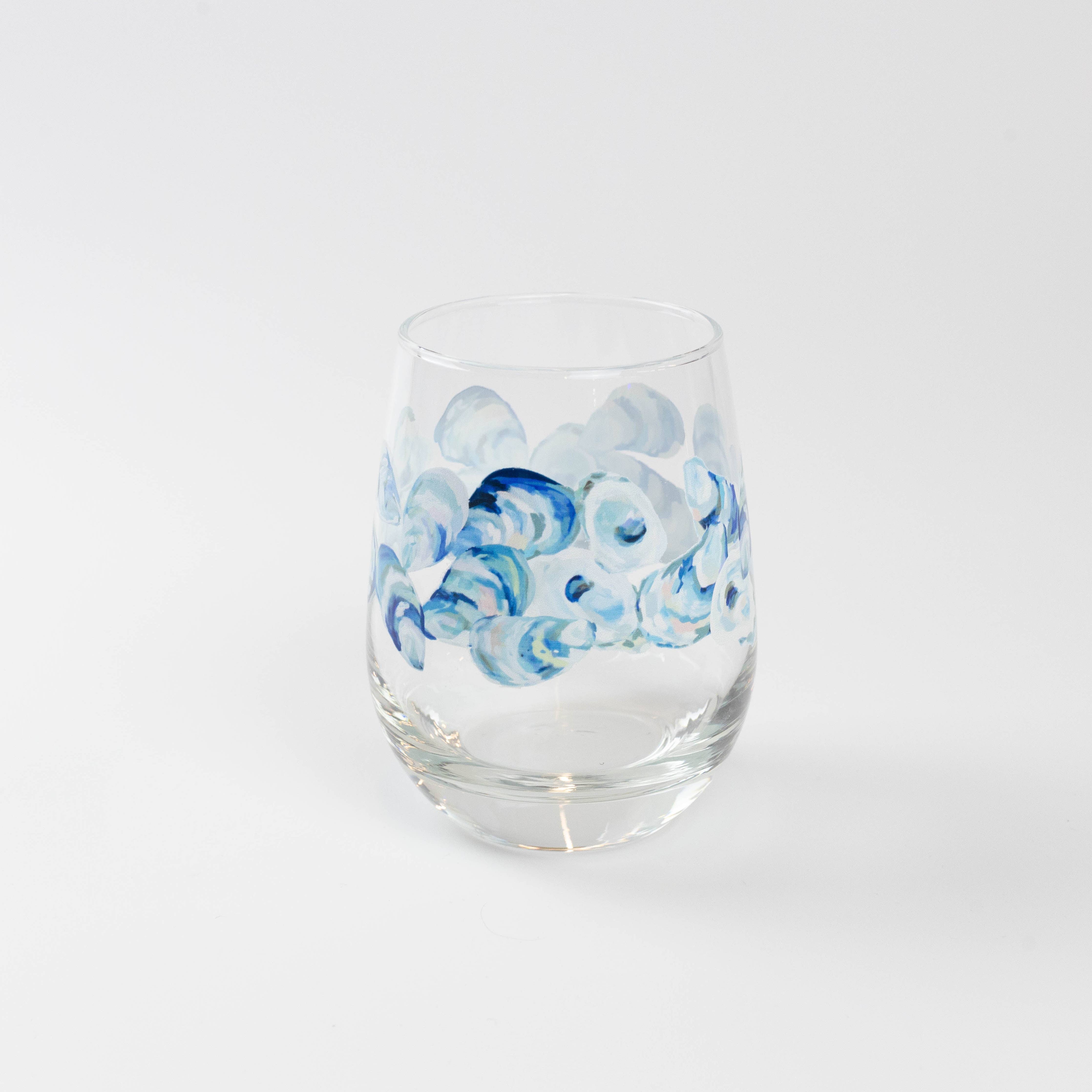 Kim Hovell Art Flowing Shells Stemless Wine Glass