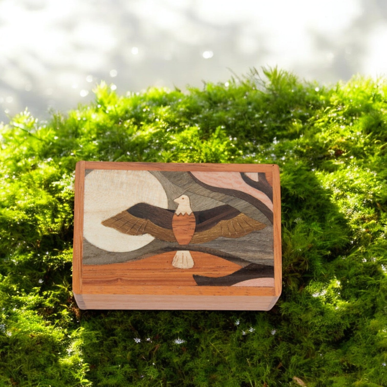 Soaring Eagle - Northwoods Wood Inlay Box - 2-1/4-in - Mellow Monkey