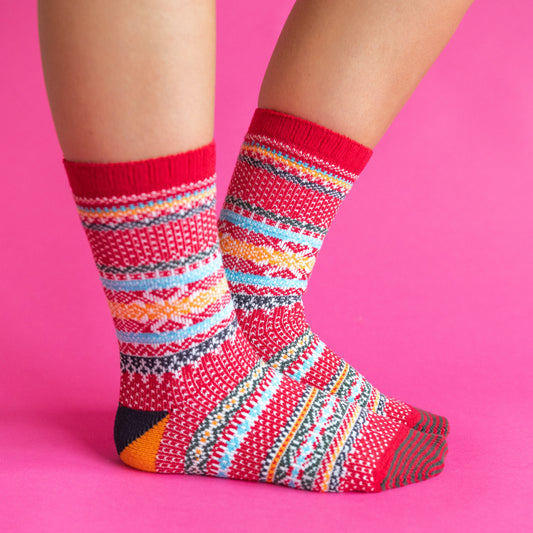 Seasonal Crew OS Red Multi - Mellow Monkey