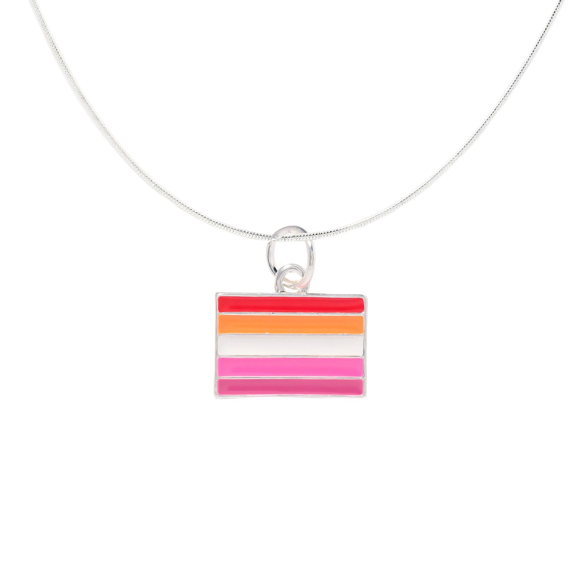 Rectangle Sunset Lesbian Flag Necklace - Mellow Monkey
