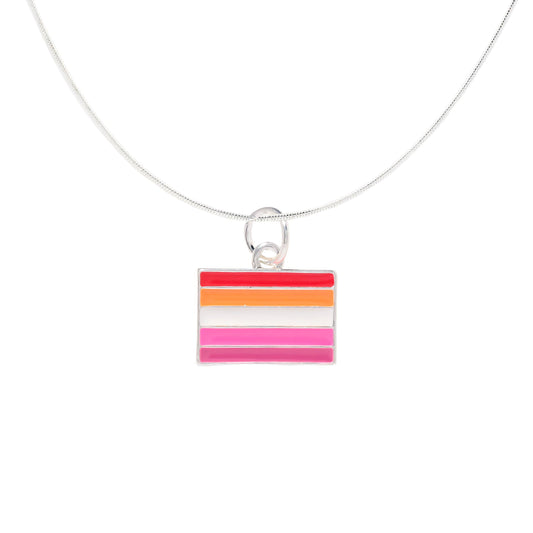 Rectangle Sunset Lesbian Flag Necklace