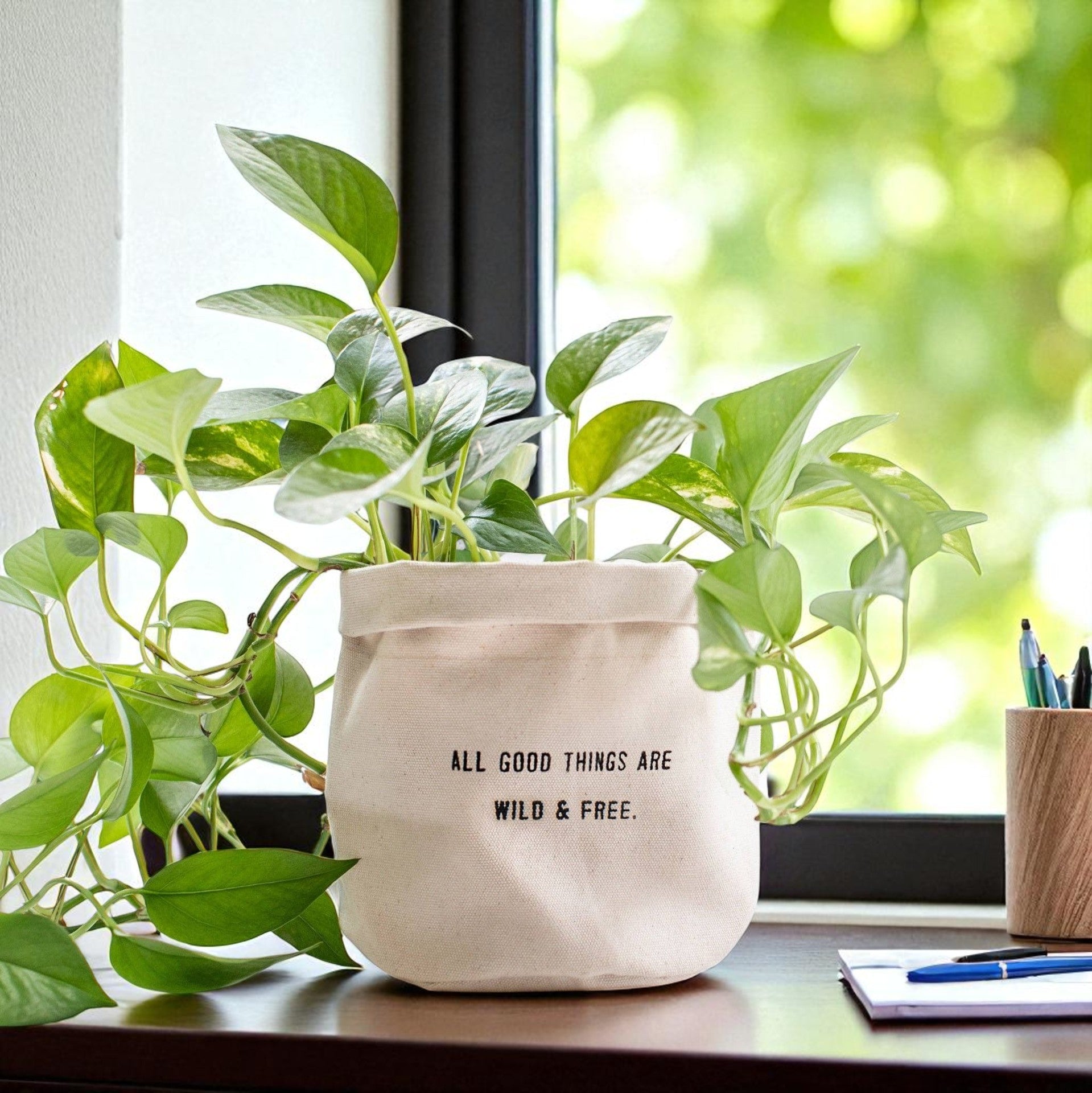 All Good Things Are Wild And Free - Large Canvas Planter - Mellow Monkey