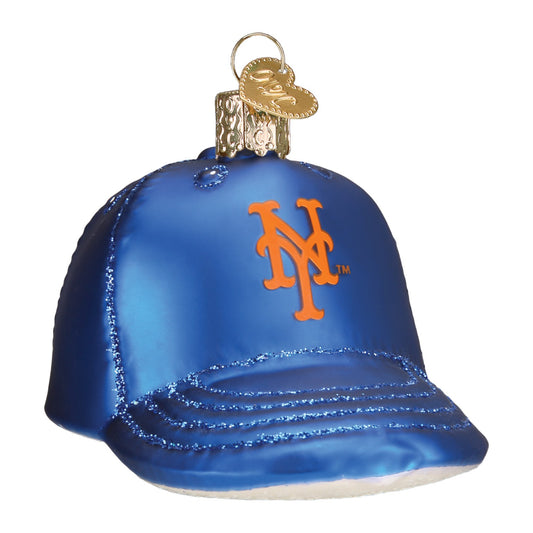 Mets Baseball Cap - Old World Christmas Blown Glass Holiday Ornament - Mellow Monkey