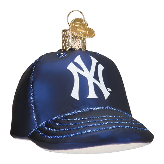 Yankees Baseball Cap - Old World Christmas Blown Glass Holiday Ornament - Mellow Monkey