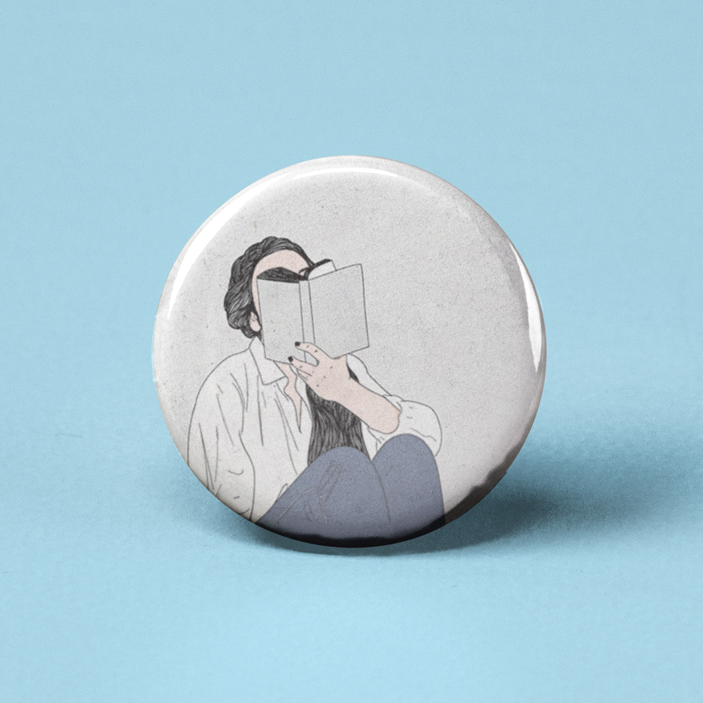 Reading Pinback Button - 1.25" - Mellow Monkey