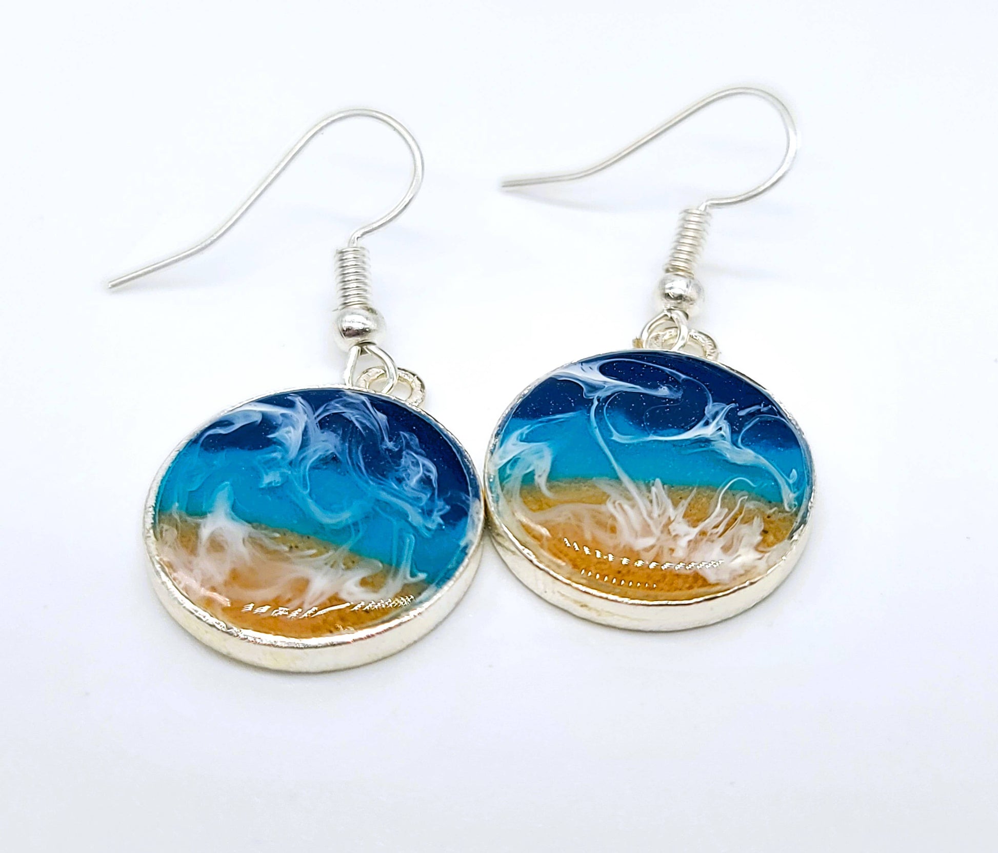 Handcrafted Resin Ocean Beach Wave Circle Earrings - Mellow Monkey