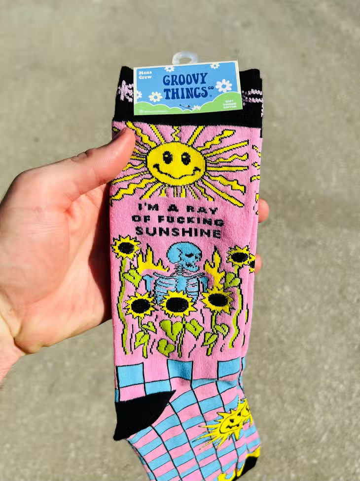 I'm a Ray of Fucking Sunshine - Men's Crew Socks - Mellow Monkey