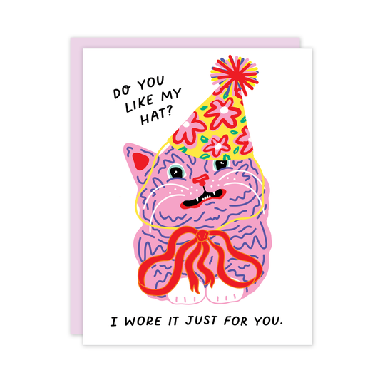 Cat Hat Birthday Card - Mellow Monkey