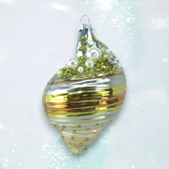 Shimmer Gold Shell - December Diamonds Holiday Ornament - Mellow Monkey