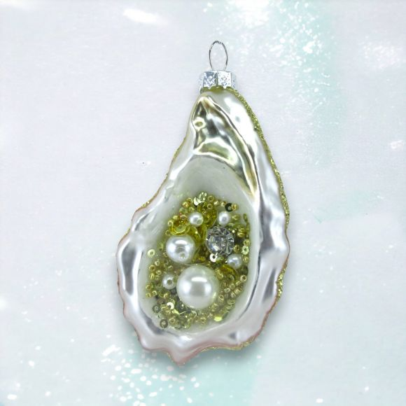 Shimmer Oyster with Pearls - December Diamonds Holiday Ornament - Mellow Monkey