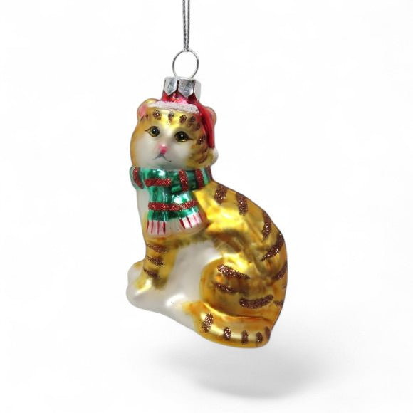 Tabby Cat with Stocking - December Diamonds Holiday Ornament - Mellow Monkey