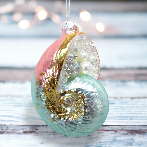 Metallic Nautilus Shell - December Diamonds Holiday Ornament - Mellow Monkey