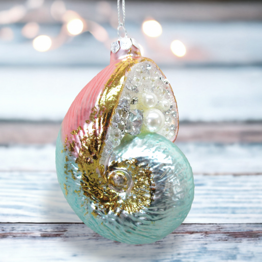 Metallic Nautilus Shell - December Diamonds Holiday Ornament - Mellow Monkey