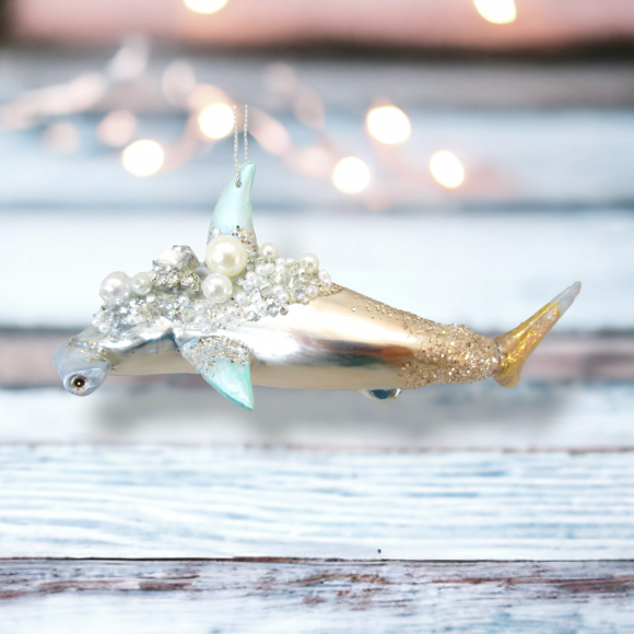 Jeweled Pastel Hammerhead Shark - December Diamonds Holiday Ornament - Mellow Monkey