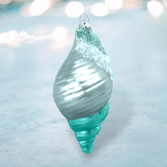 Blue Plump Spiral Shell Ornament - December Diamonds - Mellow Monkey