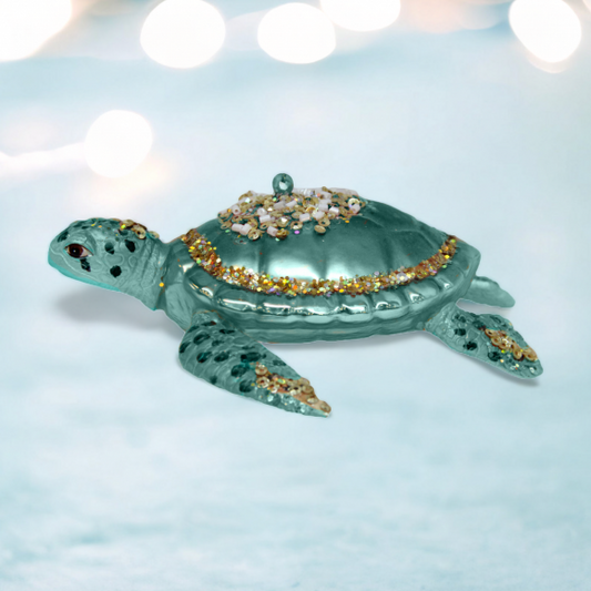 Aqua Sea Turtle - December Diamonds Holiday Ornament - Mellow Monkey