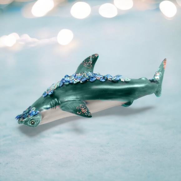Dark Aqua Hammerhead Shark - December Diamonds Ornament - Mellow Monkey