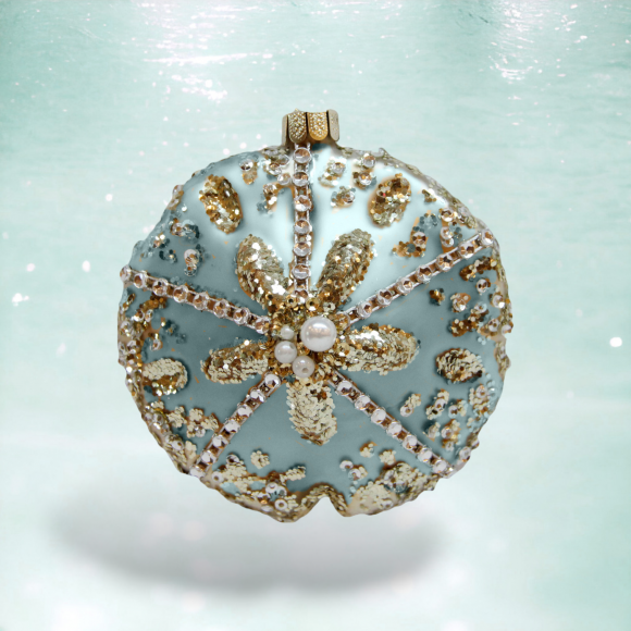 Jeweled Blue Sand Dollar - December Diamonds Holiday Ornament - Mellow Monkey