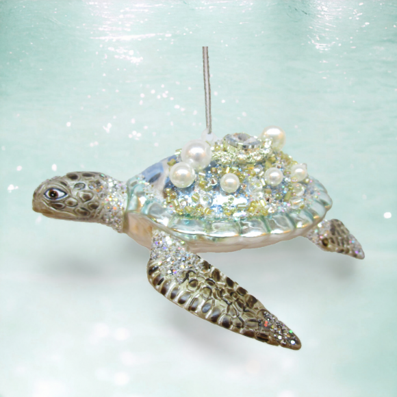Blue Sea Turtle - December Diamonds Holiday Ornament - Mellow Monkey