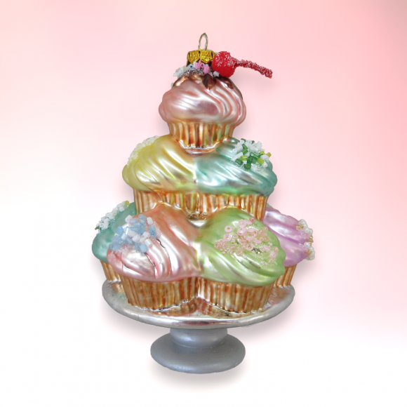 Tiered Cupcake Dessert - December Diamonds Holiday Ornament - Mellow Monkey