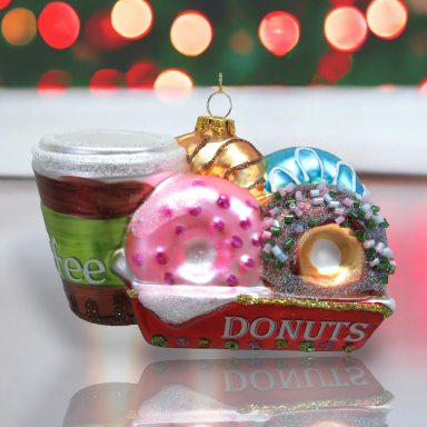 Donuts With Coffee- December Diamonds Holiday Ornament - Mellow Monkey